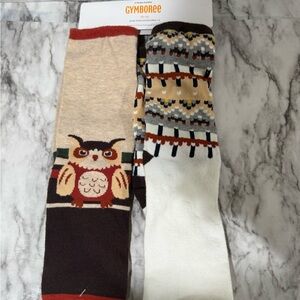 New -Gymboree Kids Owl and Stripes Socks - Red, Brown, Cream